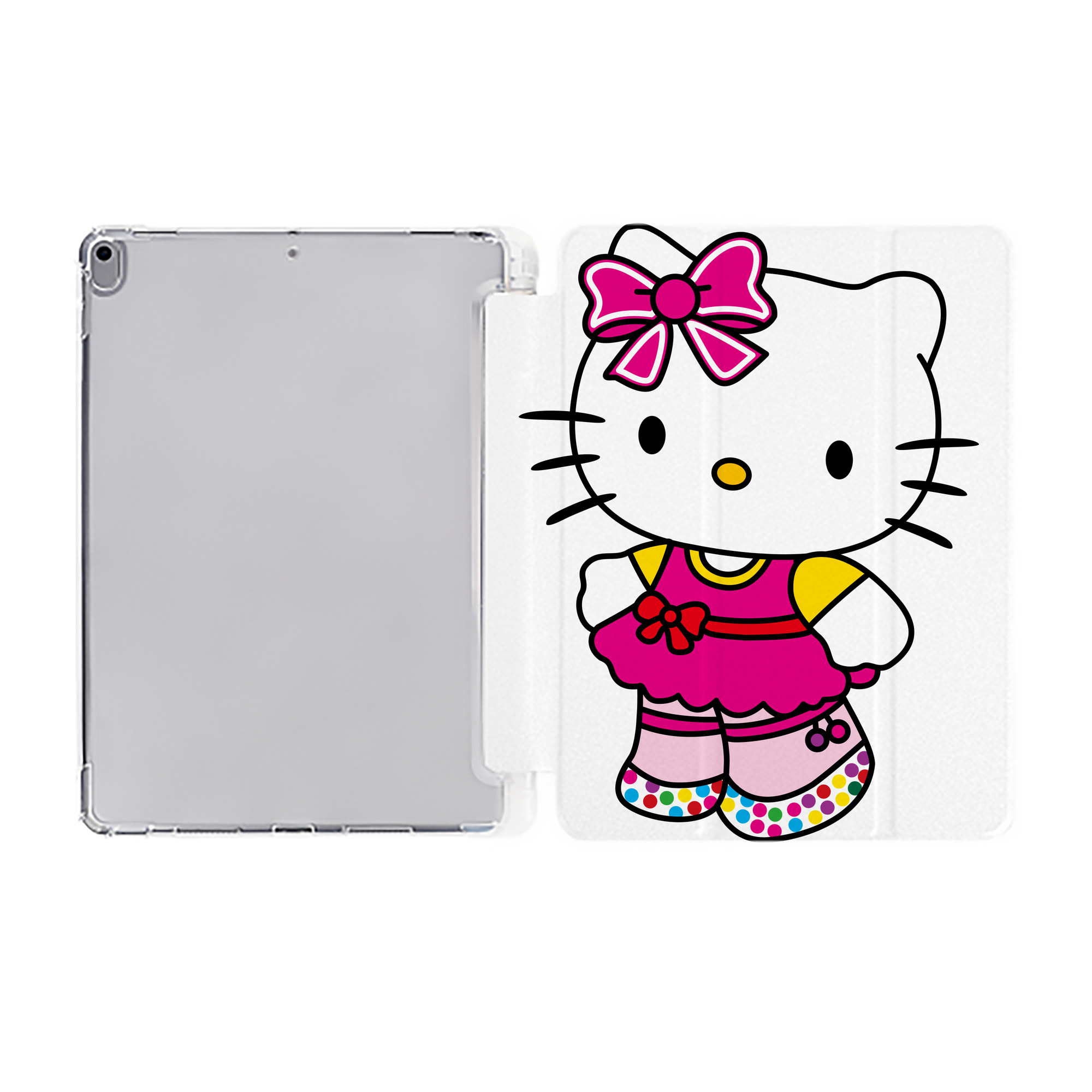 （画像用） Hello Kitty ハローキティ IPad ケース ペン収納付き 三つ折りスタンド PUレザー×シリコン 対応機種9.5/10.5/10.9インチ